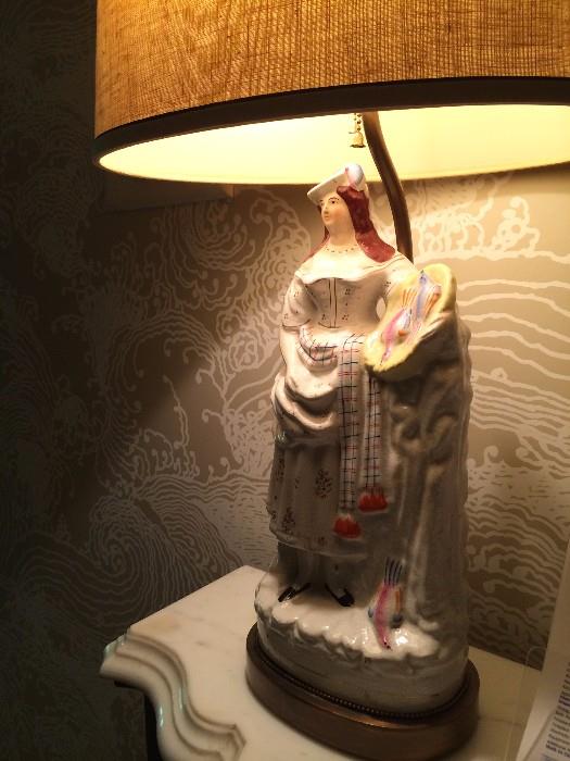 One of 3 Staffordshire lamps.
