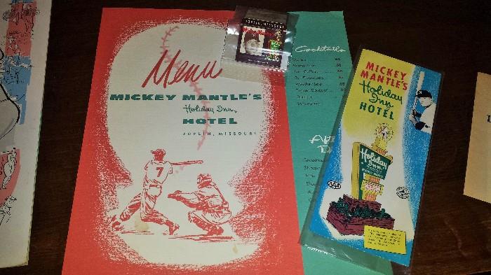 Mickey Mantle's Holiday Inn: Menu, Matchbook, Pamphlet, (also a souvenir booklet not pictured). RARE!