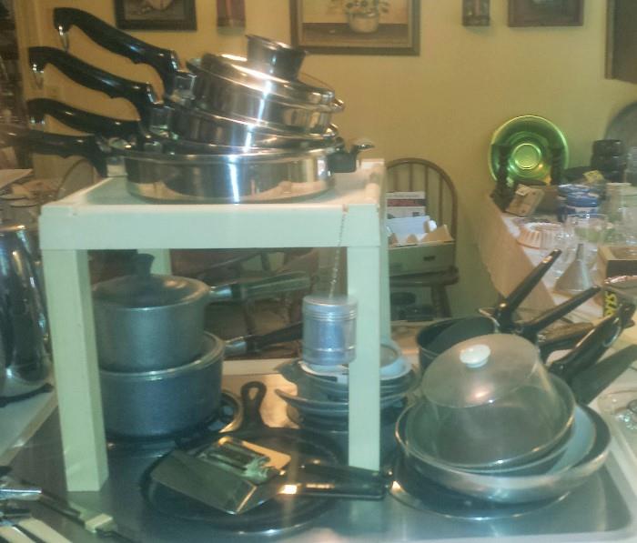 Lots of kitchen items including Townecraft stainless, Club aluminum, and much more!