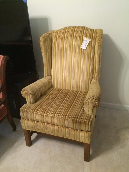 #2A yellow strip wingback chair $100