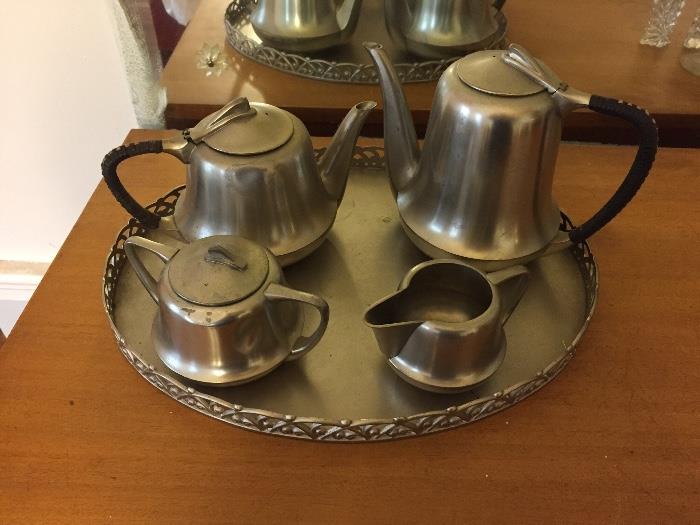 Pewter tea and coffee service