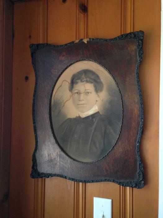 Wonderful old picture with wood frame . Late 1800's