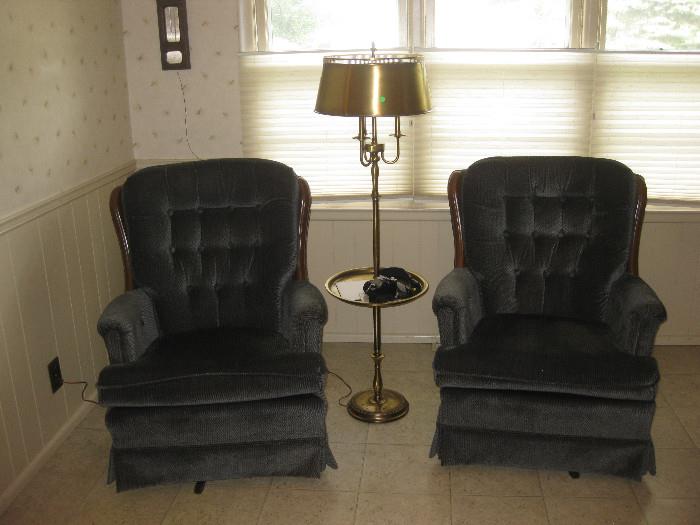 Two recliners and floor lamp