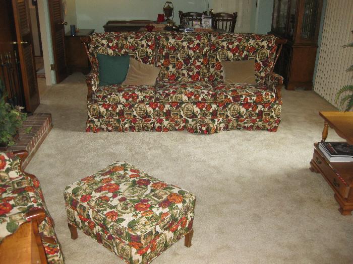Country style sofa, ottoman, side chair