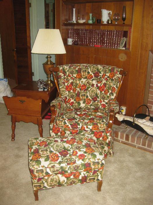 Side Chair, ottoman, lamp and end table