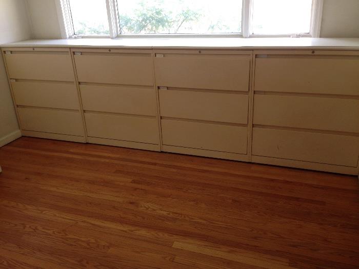 Steelcase 3-drawer file cabinets. Five cabinets available, four with countertop. Great condition.