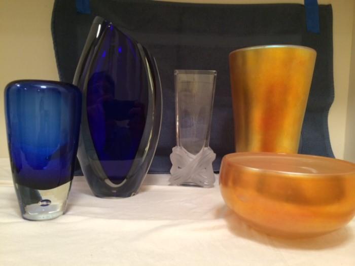 Correia Art Glass and Lalique vase