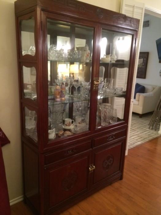 Chinese handmade rosewood China Cabinet that goes with dining table.