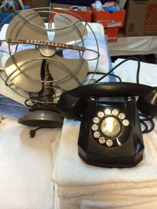 Antique phone and fan