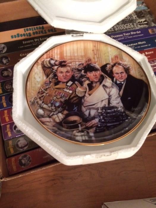 Three Stooges plate and VHS video's of all shows -- never used.