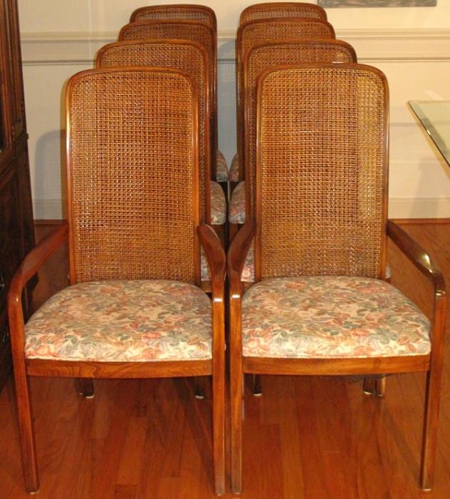 Set of 8 Cane Back (2-Arm & 6- Side) Chairs 
