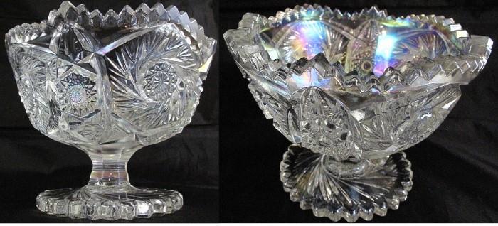 Iridescent Pattern Glass Pedestal Bowl (5"H x 6"W)