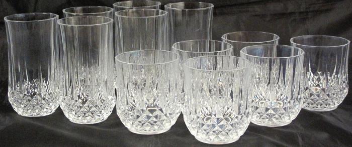 Cristal De Arques "Longchamp" Set of 6 Highball Tumblers and 6 Old Fashions