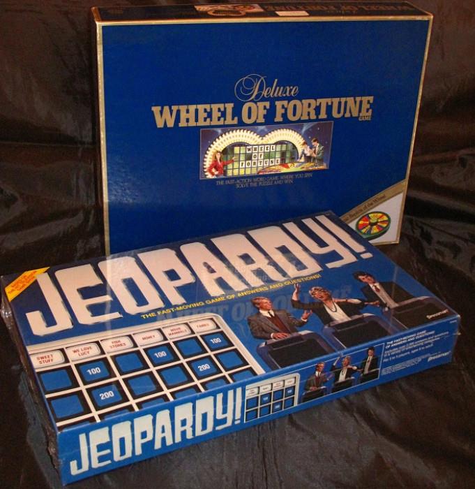 Pressman "Jeopardy!" 1986 Unopened and "Deluxe Wheel of Fortune" Complete 1986.  Many more games not shown