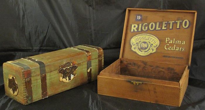 Vintage Wood Boxes:  Rigoletto Palma Cedars Cigar Box Shown