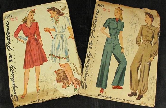 Vintage 1940's Simplicity Patterns:  4203 & 4104