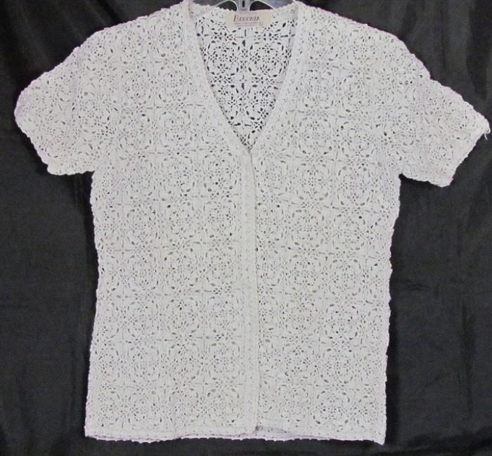 Begonia Brand 100% Cotton Crochet Short Sleeve Cardigan Sweater