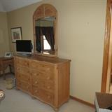 8 drawer Lexington dresser  61"(W) 20"(D) 40"(H) with dovetailed drawers and an attached mirror  (TV not for sale)