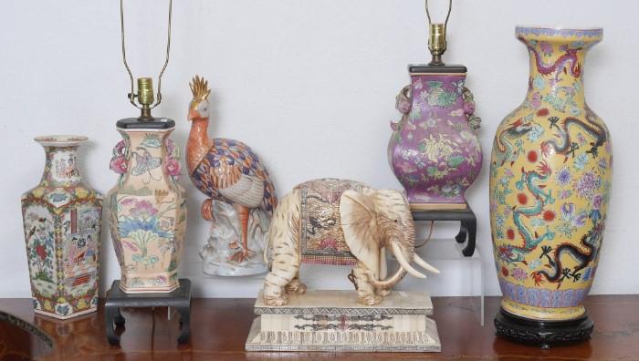 Many Oriental Lamps, Vases, & Decorative Pieces in the Special Sale