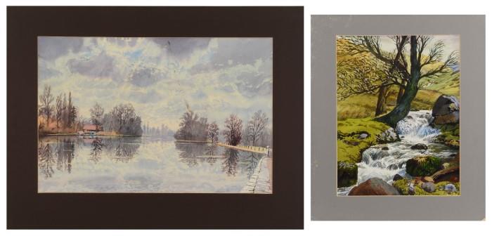 Ronald Mann, Two Unframed Watercolor Landscapes