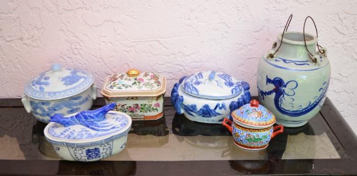 6 PC Chinese Ceramic Bowls & Pots