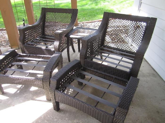 patio chairs with ottomans
