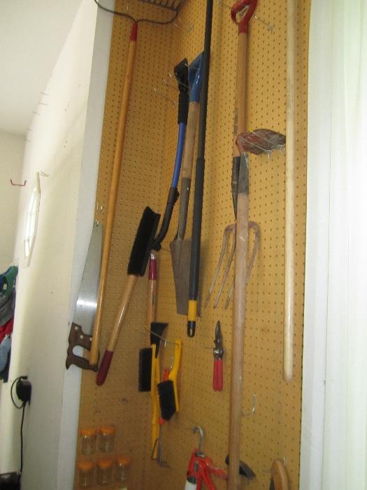 garage items and yard tools