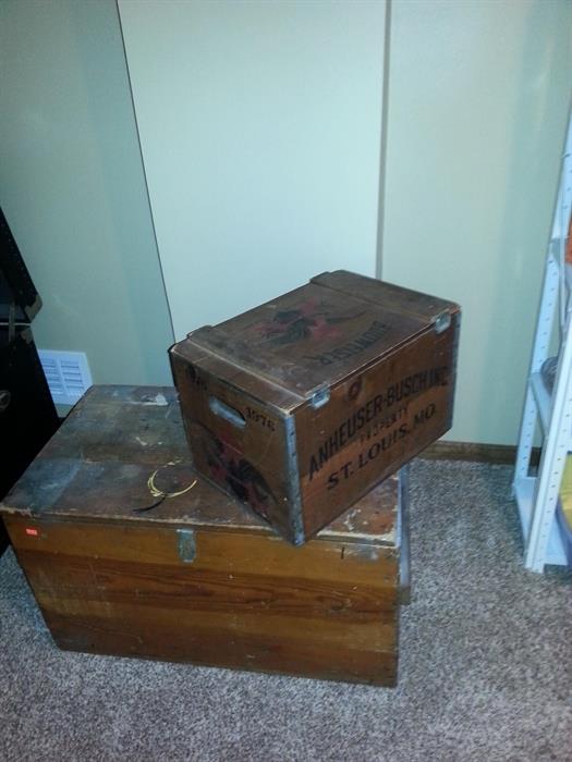 SEVERAL TRUNKS, CHESTS, BUDWEISER