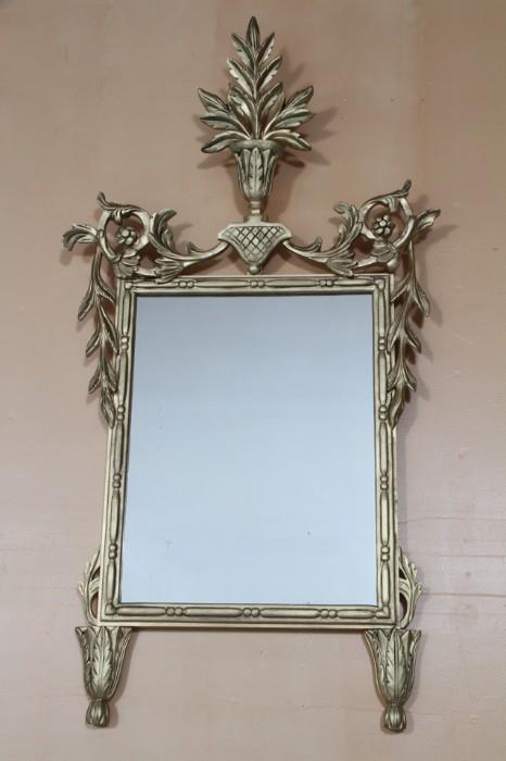 French Victorian carved wood mirror 36 inches tall