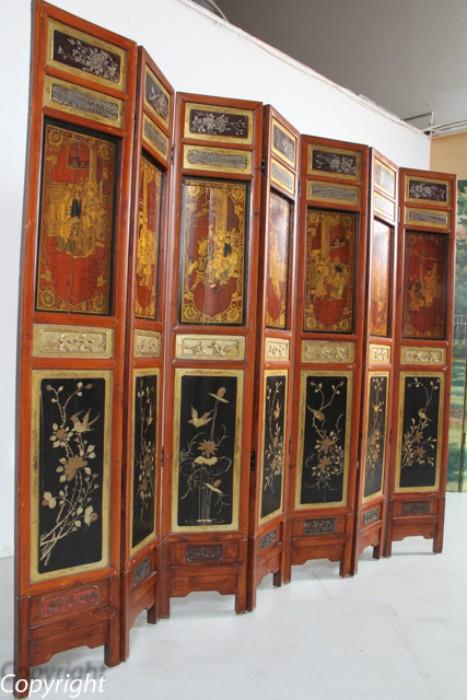 Asian 6 panel wood screen 
