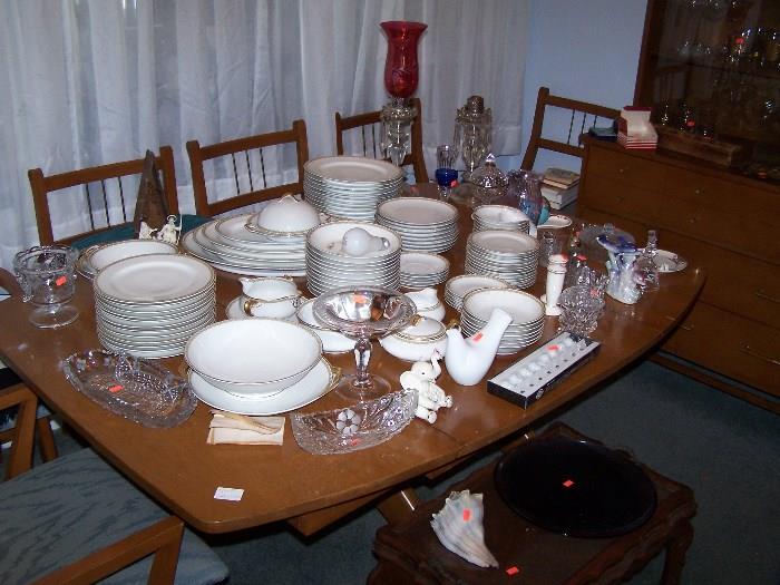 HAVILAND CHINA SET & 1950s DINING TABLE & CHAIRS