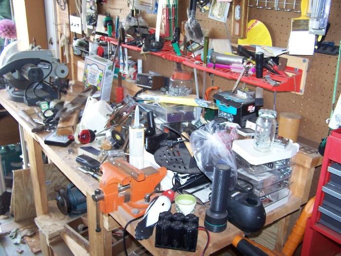 A VIEW OF THE WORKBENCH & TOOLS