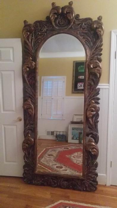 HUGE carved wooden mirror - you tell ME who's the fairest of them all.