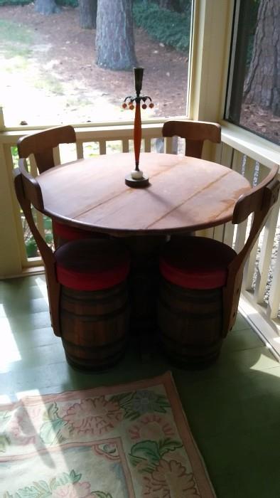 Now THIS seems like something only I could dream up, BUT the manufacturer of this "kids" table, w/oak barrel theme, is actually called the Bung Manufacturing Co., located in Cincinnati, OH. Google it if you don't believe me - it's there.   ;-)