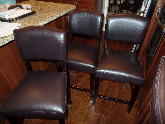 3 leather counter chairs