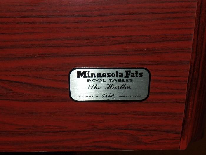 Minnesota Fats Pool Table-super, fine condition