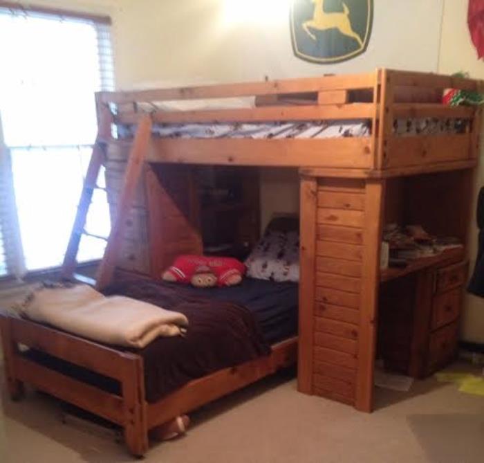 Twin bunk bed with 4 drawers, desk, ladder and dresser (not yet pictured- but will be added soon.)