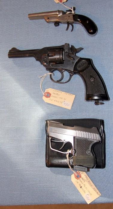 Rossi SXS .22 cal Derringer, Webley .38 S&W Revolver, Magnum Research .380 acp Micro Desert Eagle