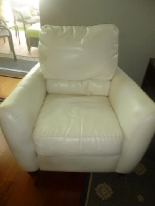 Armchair in white leather $65