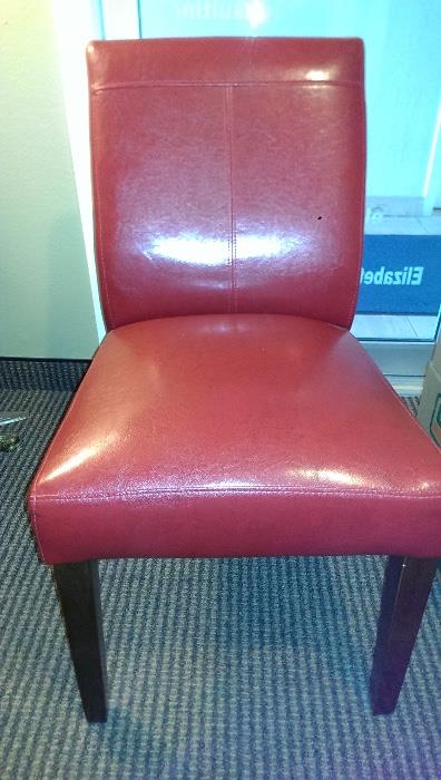 Red Leather Armless Chair/ Priced per chair/ (2) $45