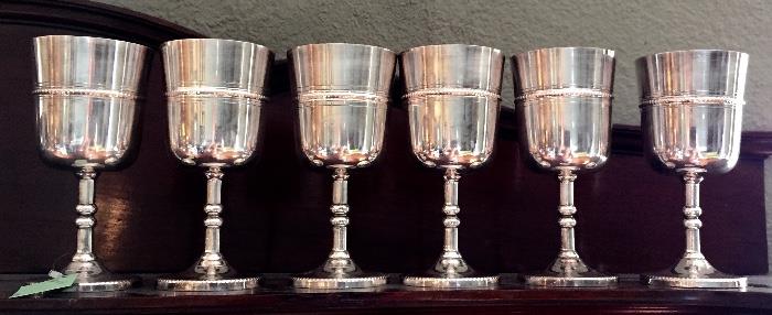 Silver plated goblets.