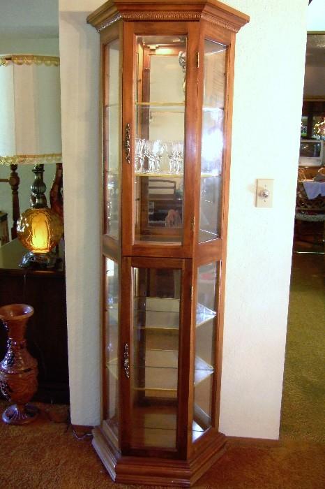 tall thin lighted display cabinet