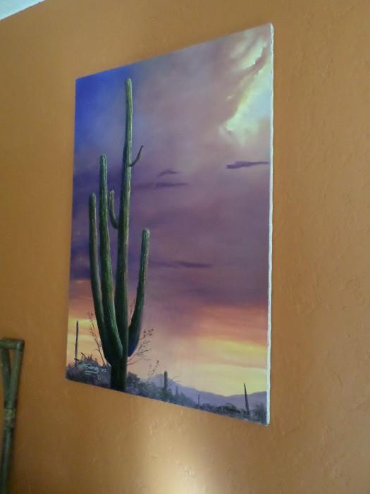 Original Saguaro Cacti Oil Painting
