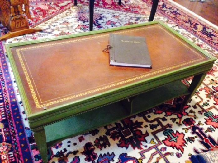 Leather Top Coffee Table