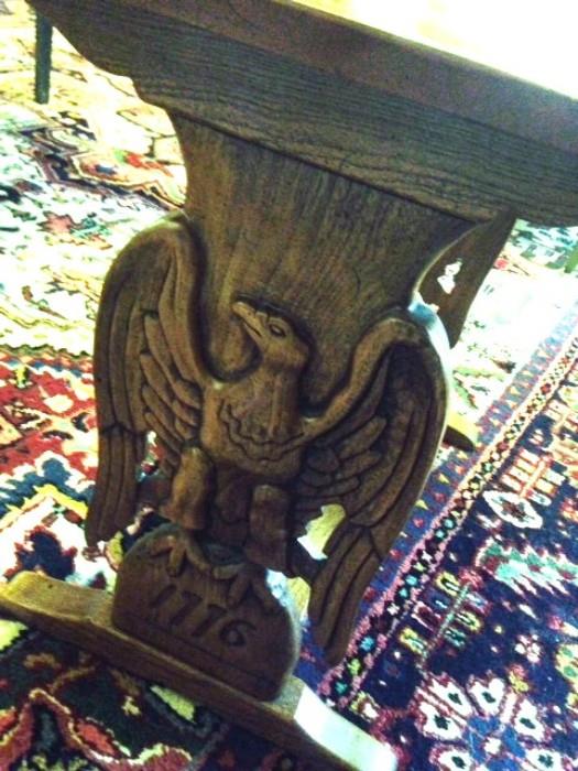Hand Carved Eagle Table+