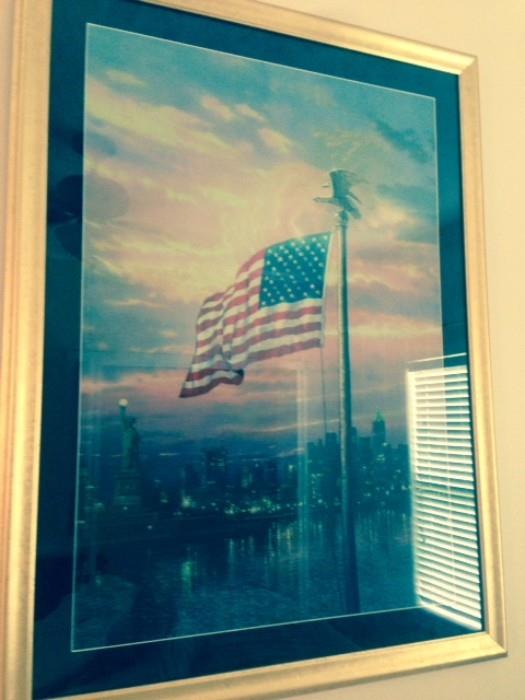 Thomas Kinkade "The Light of Freedom" framed print.