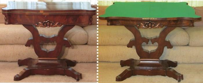 Empire crotch mahogany flip top gaming table