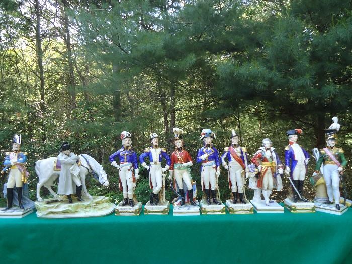 Lot of Meissen, Dresden, etc. Military Soldiers including two Napoleons.  