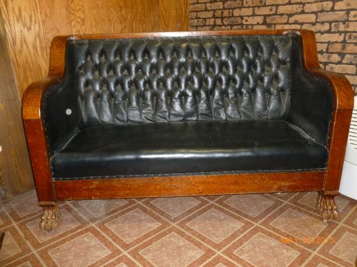 Antique Leather and Oak couch