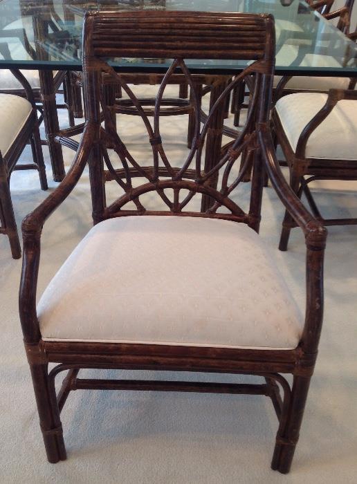 Rattan Dining Arm Chair - 8 in the set:  22" wide x 25" deep x 36" high